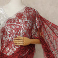 Red French 2-tone Chantilly Lace Saree
