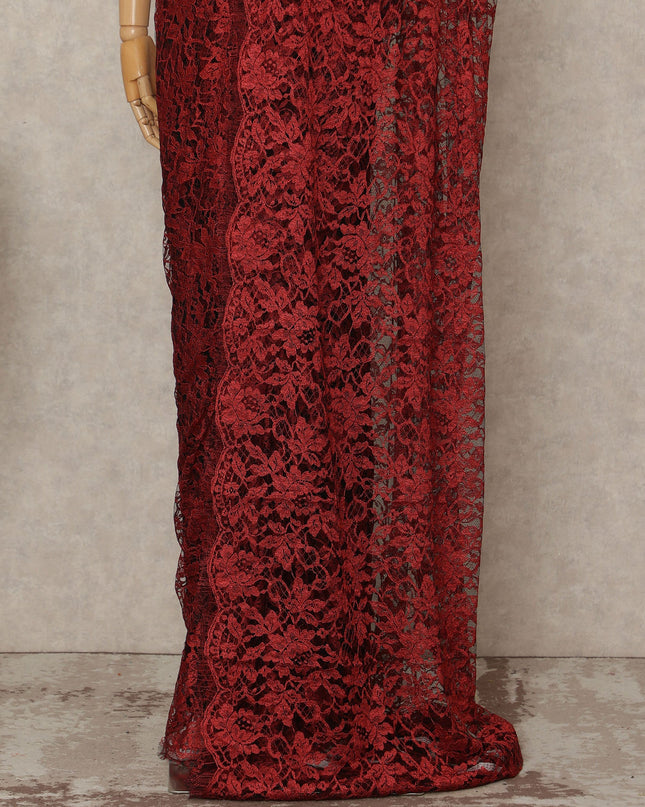Red French 2-tone Chantilly Lace Saree