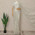 Ivory White French Metallic Chantilly Lace Saree
