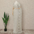 Ivory White French Metallic Chantilly Lace Saree