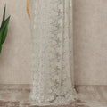 Ivory White French Metallic Chantilly Lace Saree