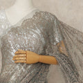 Silver French Metallic Chantilly Lace Saree