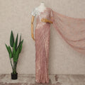 Pink French Metallic Chantilly Lace Saree