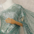 Green French Metallic Chantilly Lace Saree