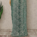 Green French Metallic Chantilly Lace Saree