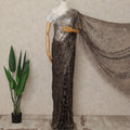 Brown French Metallic Chantilly Lace Saree