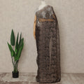 Brown French Metallic Chantilly Lace Saree