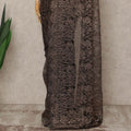 Brown French Metallic Chantilly Lace Saree