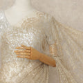 Beige French Metallic Chantilly Lace Saree
