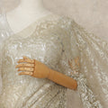 Silver French Metallic Chantilly Lace Saree