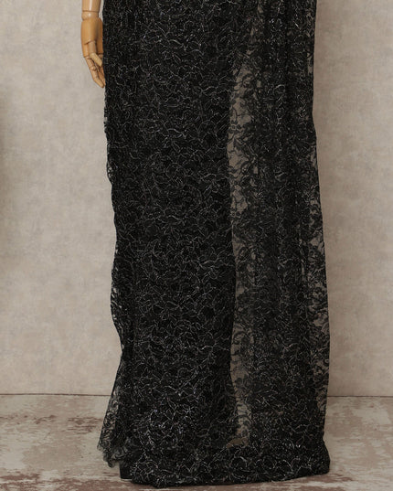Black French Multitone Chantilly Lace Saree