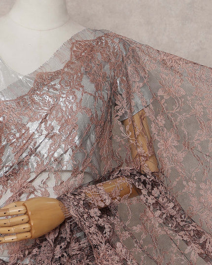 Brown French Chantilly Lace Saree | Regal