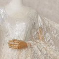 Ivory Cream Chantilly Lace Saree - D31640