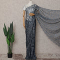 Slate Grey French Chantilly Lace Saree