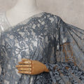 Slate Grey French Chantilly Lace Saree