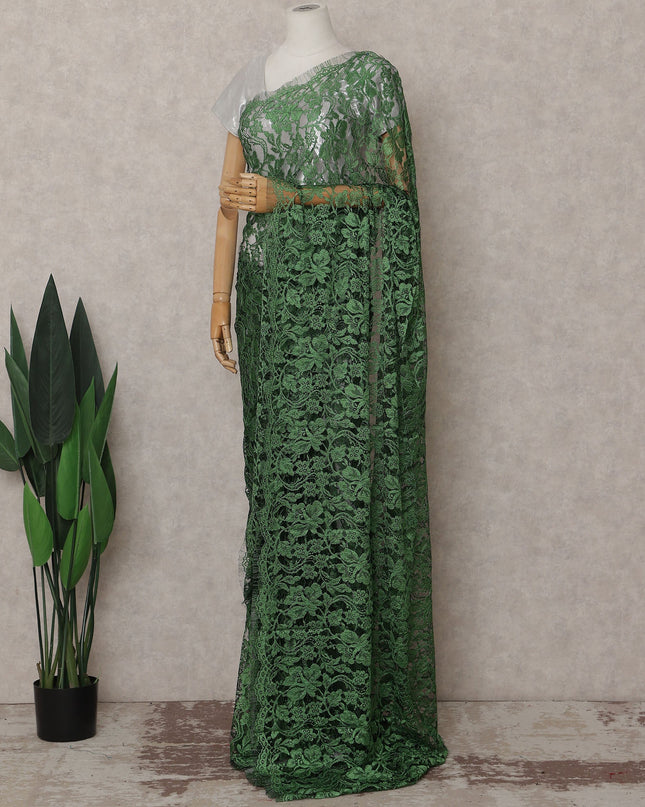 Green French Chantilly Lace Saree | Regal