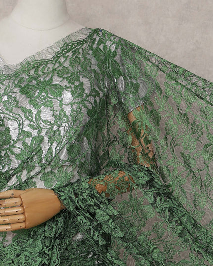 Green French Chantilly Lace Saree | Regal