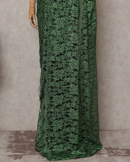 Green French Chantilly Lace Saree | Regal
