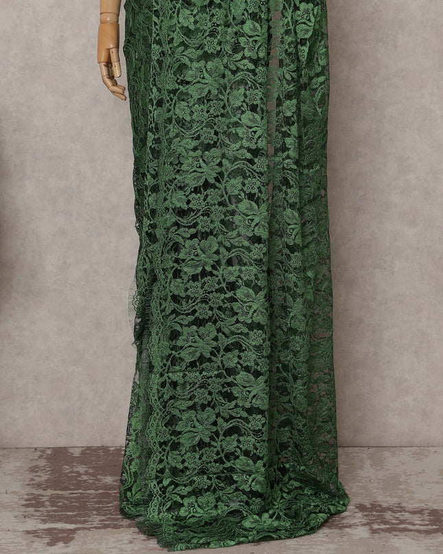Green French Chantilly Lace Saree | Regal