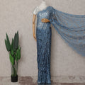 Slate Blue Chantilly Lace Saree | Regal Fabrics