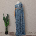 Slate Blue Chantilly Lace Saree | Regal Fabrics