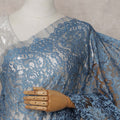 Slate Blue Chantilly Lace Saree | Regal Fabrics