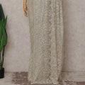 Beige French Chantilly Lace Saree | Regal