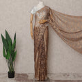 Bronze Caramel French Chantilly Lace Saree 5.5m