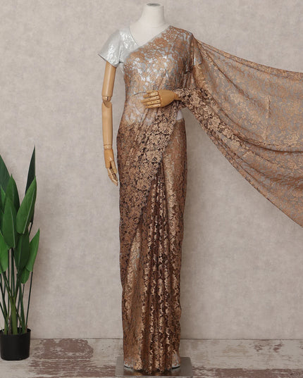 Bronze Caramel French Chantilly Lace Saree 5.5m
