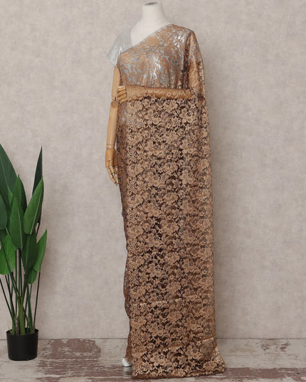 Bronze Caramel French Chantilly Lace Saree 5.5m