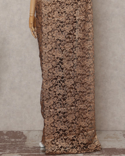 Bronze Caramel French Chantilly Lace Saree 5.5m