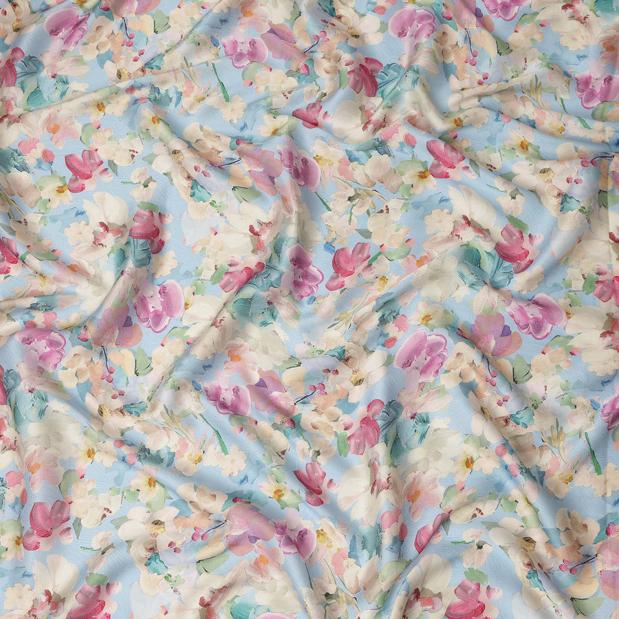 Blue Viscose Modal Satin Fabric 110cm – Buy Online