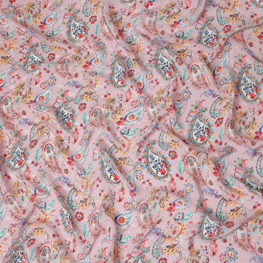 Dusty Rose Viscose Crepe Digital Printed Fabric 110cm | Rega