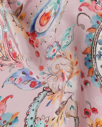 Dusty Rose Viscose Crepe Digital Printed Fabric 110cm | Rega