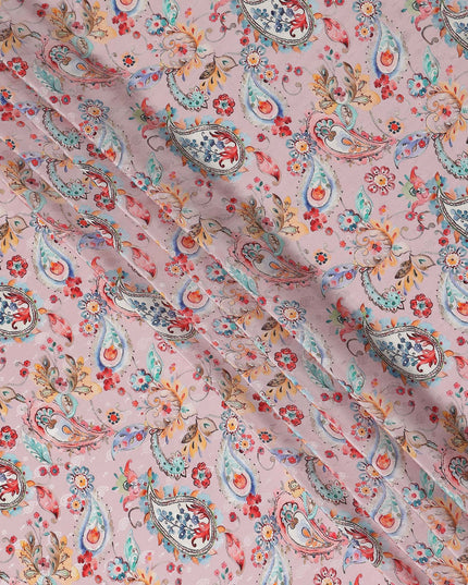 Dusty Rose Viscose Crepe Digital Printed Fabric 110cm | Rega
