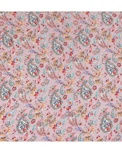 Dusty Rose Viscose Crepe Digital Printed Fabric 110cm | Rega