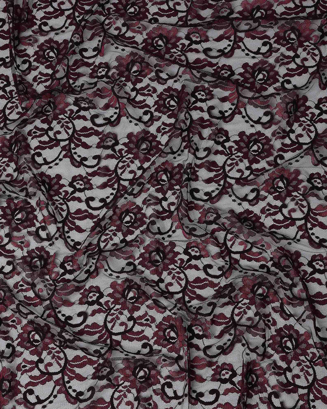 Wine Red Metallic Lace Fabric 110cm