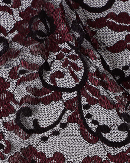 Wine Red Metallic Lace Fabric 110cm