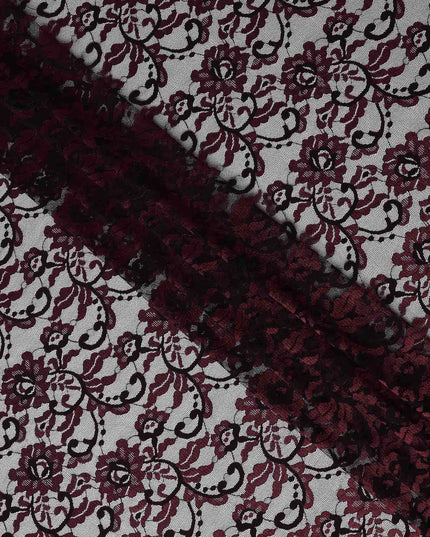 Wine Red Metallic Lace Fabric 110cm