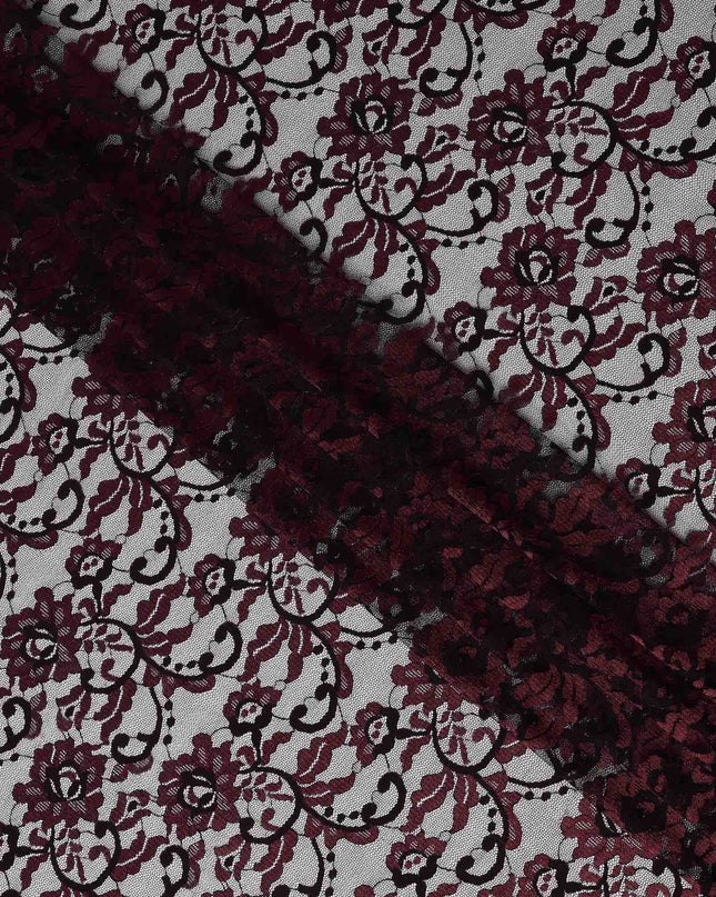 Wine Red Metallic Lace Fabric 110cm