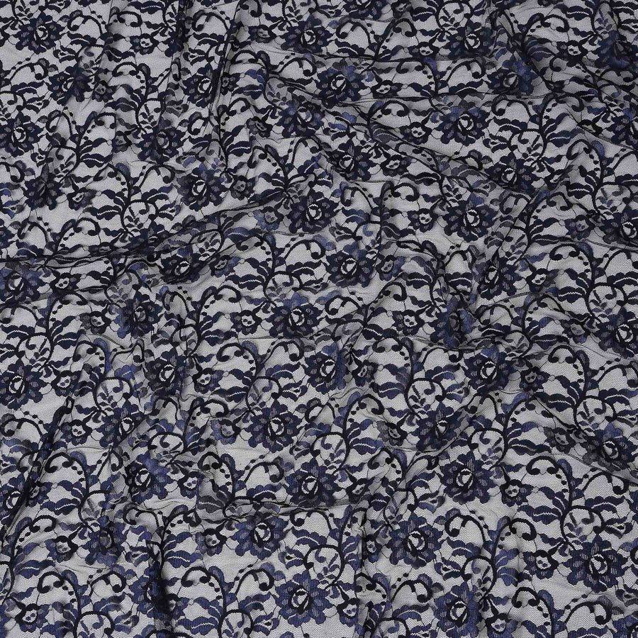 Navy Blue Metallic Lace Fabric 110cm