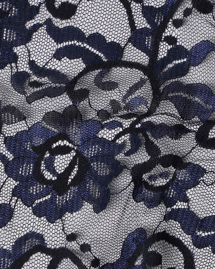 Navy Blue Metallic Lace Fabric 110cm