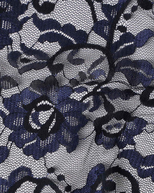 Navy Blue Metallic Lace Fabric 110cm