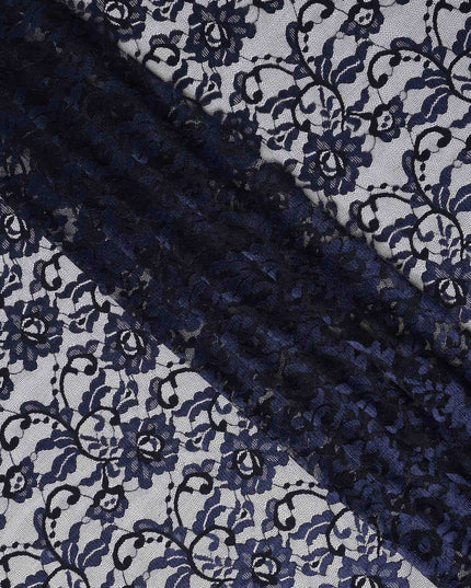 Navy Blue Metallic Lace Fabric 110cm