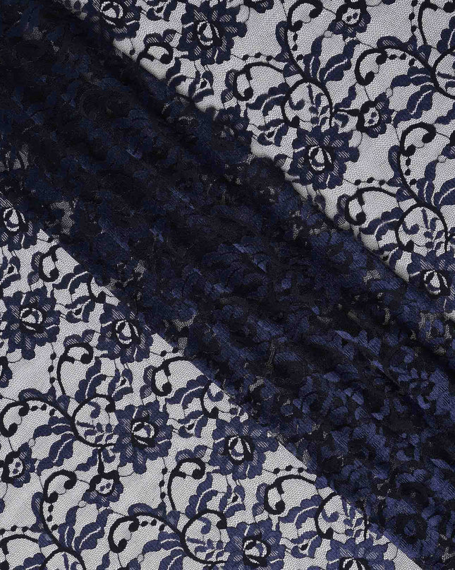 Navy Blue Metallic Lace Fabric 110cm