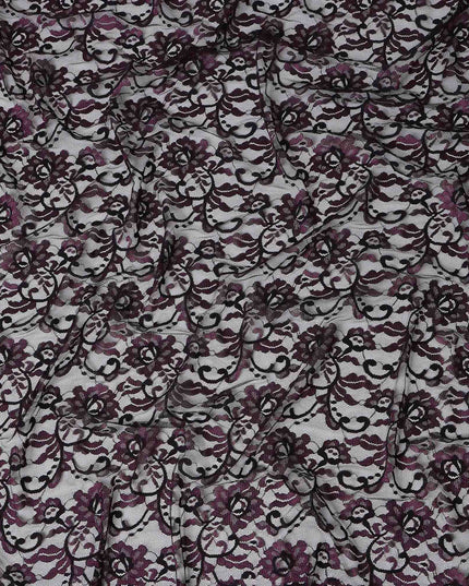 Dark Purple Metallic Lace Fabric 110cm