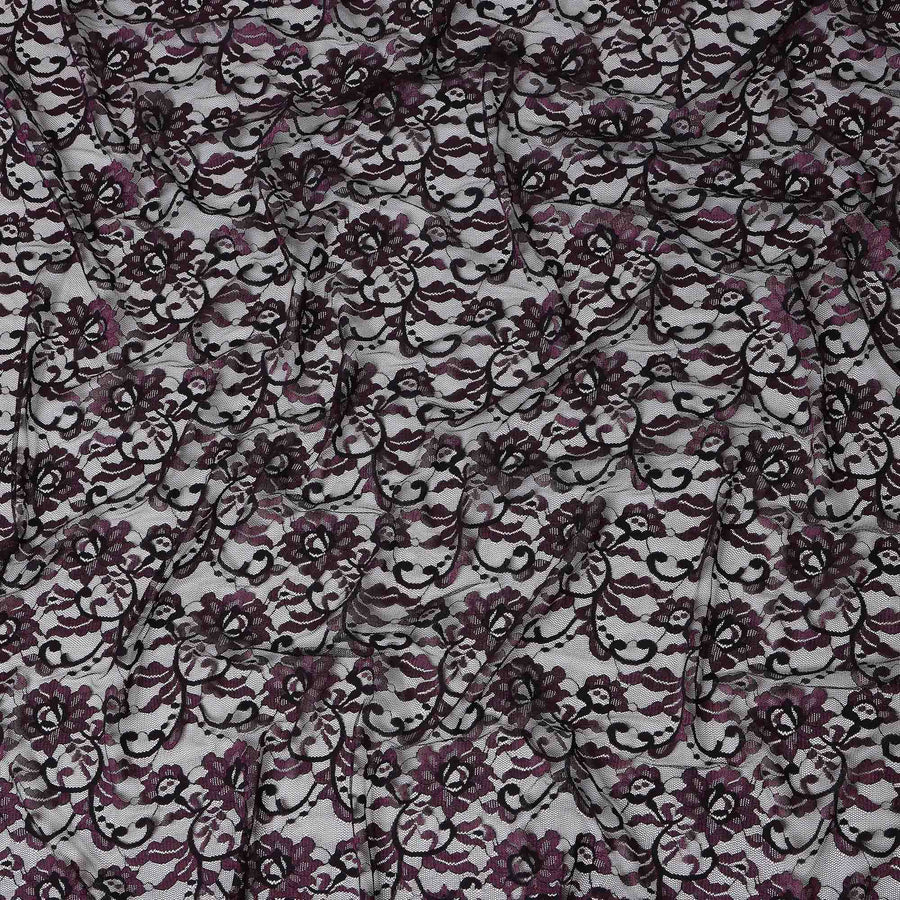 Dark Purple Metallic Lace Fabric 110cm
