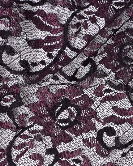 Dark Purple Metallic Lace Fabric 110cm