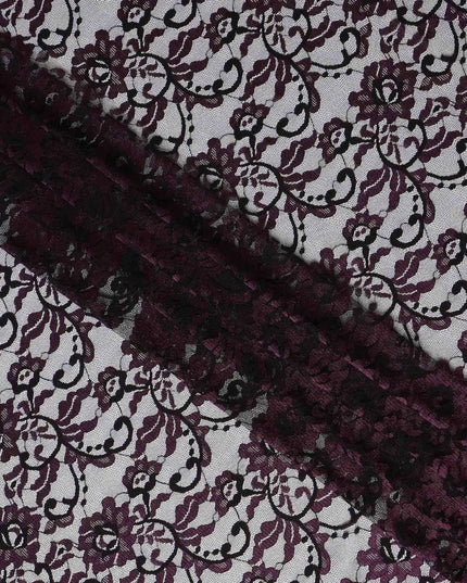 Dark Purple Metallic Lace Fabric 110cm