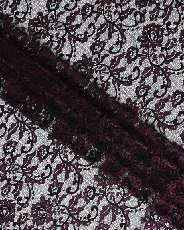 Dark Purple Metallic Lace Fabric 110cm